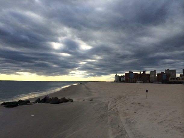 Just before leaving around 5pm, the view along the beach at Coney Island. 